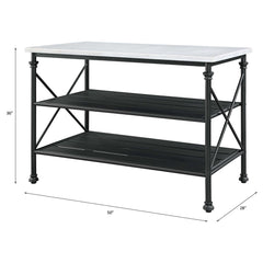 Brahm - Kitchen Island - White Marble Top & Gray