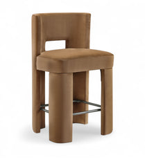 Zuno - Velvet Performance Fabric Upholstered Counter Stool (Set of 2) - Saddle