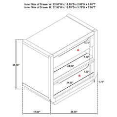 Leandro - 2-Drawer LED Nightstand With USB - Burnished Black