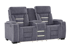 U1895 - P2 Console Reclining Loveseat With IS And LED - Dark Gray