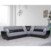 Ottomanson Armada Air - Upholstered Convertible Sectional With Storage - Gray/Black PU Polyester