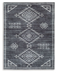 Arloman - Alfombra de 5' x 7' - Negro / Crema / Gris