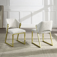 Galdesa - Side Chair (Set of 2) - Teddy Sherpa & Mirrored Gold