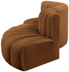 Arc - Velvet 4 Piece L-Shaped Modular Sofa - Saddle