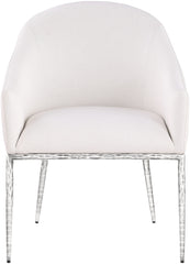 Ferro - Upholstered Dining Arm Chair With Brushed Silver Legs