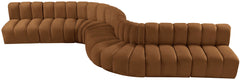 Arc - Velvet 8 Piece Curved Modular Sofa - Saddle