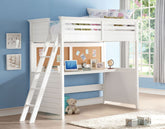 Lacey - Cama alta doble con escritorio - Blanca