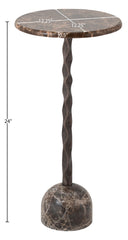 Helix - Genuine Marble Top And Aluminum Base End / Side Table - Brown / Bronze