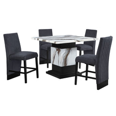 D12BT - 7 Piece Dining Room Set (Bar Table And 6 Bar Stools) - Black / White