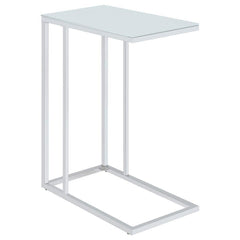 Stella - Glass Top C-Shaped Sofa Side Table - Chrome