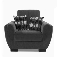 Ottomanson Armada Air - Upholstered Convertible Armchair With Storage - Gray Chenille
