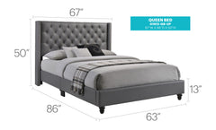Julie - Queen Upholstered Bed - Light Gray