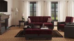 Ottomanson Armada - Upholstered Ottoman With Storage - Burgundy/Black PU Microfiber