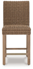 Walton Bridge - 5 Pc. - Square Bar Table W/Fire Pit, 4 Barstools - Driftwood
