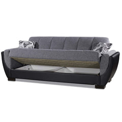 Ottomanson Armada Air - Upholstered Convertible Sofabed With Storage - Gray/Black PU Polyester