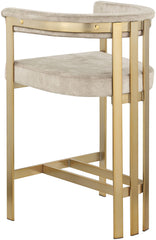 Marcello - Counter Stool With Brushed Gold Iron Frame (Set of 2) - Beige