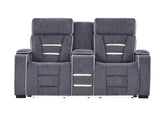 U1895 - P2 Console Reclining Loveseat With IS And LED - Dark Gray