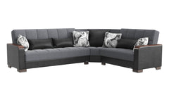 Ottomanson Armada X - Upholstered Convertible Wood Trimmed Sectional With Storage