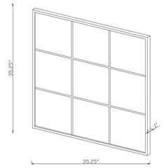 Quetzal - Square Window Pane Wall Mirror - Black