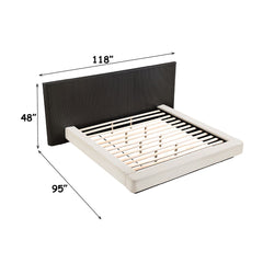 Clayten - Eastern King Bed - Beige Linen & Espresso