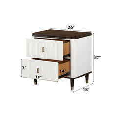 Carena - Nightstand With USB - White & Brown
