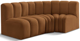 Arc - Velvet 3 Piece Sofa - Saddle