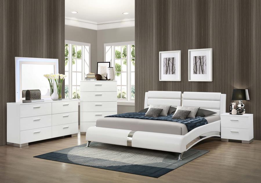 Jeremaine White Eastern King Bed 5 Pc Set - MyWaynesHome #