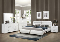 Jeremaine White California King Bed 4 Pc Set - MyWaynesHome #