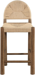 Bohemia - Woven Seagrass Cord And Solid Wood Counter Stool - Beige