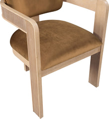 Sacha - Velvet Dining Chair With Natural Base (Set of 2) - Saddle