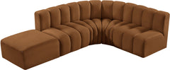 Arc - Velvet 5 Piece Corner Modular Sofa - Saddle