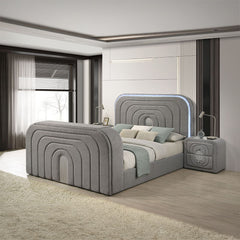 Shelyn - Bedroom Bed With LED, TV Stand, Fireplace & Bluetooth