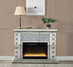 Noralie - 47" Fireplace - Mirrored & Faux Diamonds