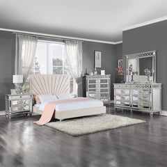 Faiz - Queen Bed - Beige Velvet