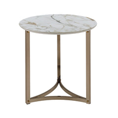 Zaidee - 23.5" End Table - Sintered Stone & Champagne