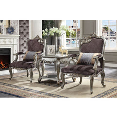 Picardy - Chair With Pillow Rf Leaf) - Velvet & Antique Platinum