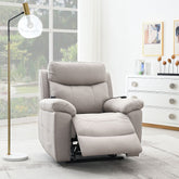 Chriki - Power Recliner With Lift & Heating & Massage - Beige Chenille & Black