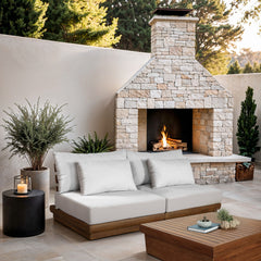 Mirella - 2 Piece Water Resistant Fabric 74" Upholstered Outdoor Patio Modular Armless Loveseat