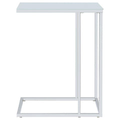 Stella - Glass Top C-Shaped Sofa Side Table - Chrome