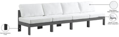 Nizuc - Outdoor Patio 4 Seat Armless Modular Sofa With Gray Frame