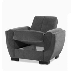 Ottomanson Armada Air - Upholstered Convertible Armchair With Storage - Gray Chenille