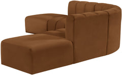 Arc - Velvet 6 Piece Corner Modular Sofa - Saddle