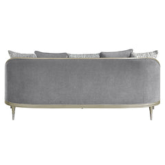 Fernando - Sofa With 5 Pillows - Gray Chenille & Champagne