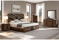 Optimus - 5 Piece Full Bedroom Set - Black / Brown