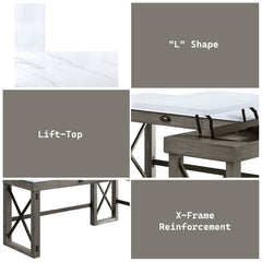 Talmar - Writing Desk With Lift Top - Marble Top & Weathered Gray