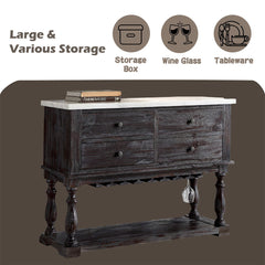 Gerardo - Server - White Marble Top & Weathered Espresso