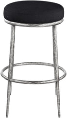Ferro - Performance Fabric Upholstered Backless Bar Stool - Antique Silver