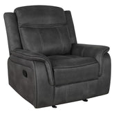 Lawrence - Upholstered Padded Arm Glider Recliner - Charcoal