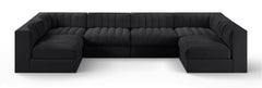 Rummi - Armless Velvet Performance Fabric Upholstered 6 Piece Modular Sectional