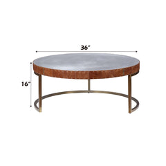 Tamas - 16" Coffee Table - Aluminum & Cocoa Top Grain Leather